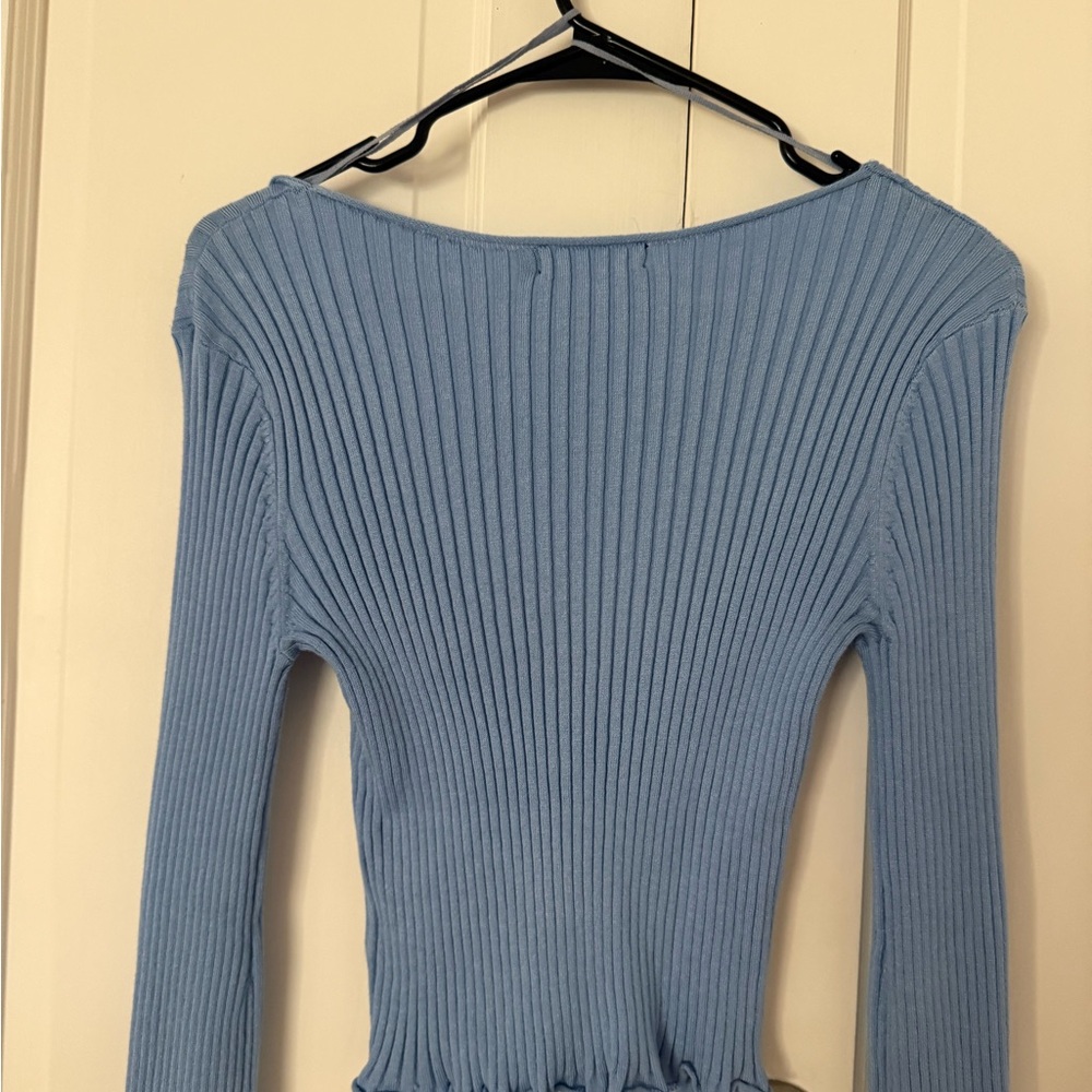 Glassons Light Blue Ribbed Button-Up Top - Picture 3 of 3